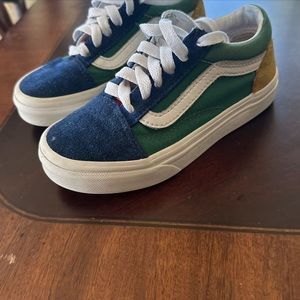Kids Blue Green Yellow Vans Size 3y